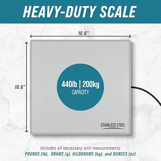 Smart Weigh Digital Postal Shipping Scale, Heavy Duty, 440 lb Capacity, 6 oz Readability, Hold & Tare Function, Stainless Steel Platform