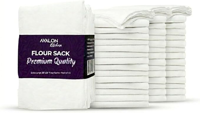 Flour Sack Towels Pack of 45-28x28 Inches - 100% Cotton, Highly Absorbent Dish Towels for Drying Dishes, Durable Tea Towels for Kitchen, Multipurpose Kitchen Towels (