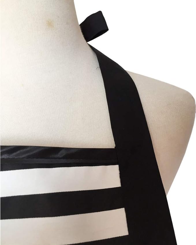 Hyzrz Lovely Handmade Cotton Retro Aprons for Women Girls Cake Kitchen Cook Apron for Mother's Gift (Black)