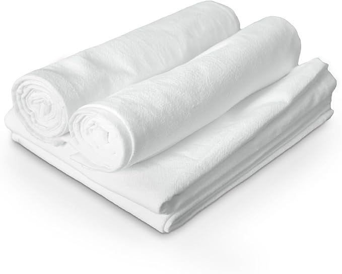 TEXAS LINEN CO. 100% Cotton Dish Cloths - Flour Sack Kitchen Towels - Cotton Blank Towel - Thick Absorbent Quick Dry, Machine Washable - Cleaning & Drying - 28"x28" - Pack of 24 (White)