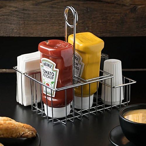 GET Modern Chrome Metal Four Compartment Condiment Caddy Table Caddies Collection