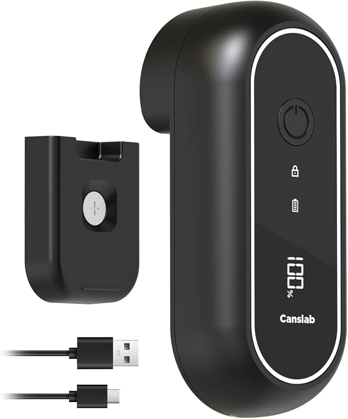 Canslab Turbo Rechargeable Can Opener - Professional Grade Blade, Auto-Stop, LED Battery Life Display, Wall-mountable, Side Cut Electric Can Opener for Smooth Edge, Hands-free Operation,USB-C Charging