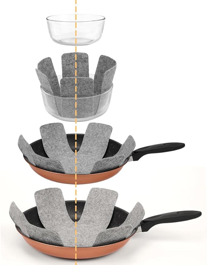 BOYAN Pot and Pan Protectors, Thicker Felt Pan Pot Separators for Stacking, Set of 12 & 3 Different Sizes, Cookware Protectors for Stacking Skillet Ceramic Saucepan Glassware