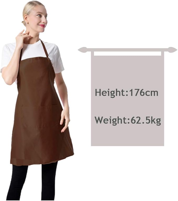 Plain Brown Bib Aprons Bulk for Women Men with 2 Front Pockets-Painting Baking Aprons in Size 24"x28"(Coffee-15 pcs)