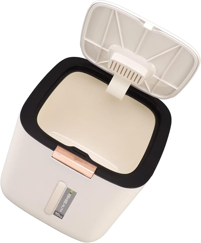 Pssopp 22.lb Rice Storage Container, Food Storage Container with Lid and Measuring Cup Moistureproof Cereal Grain Storage Box for Beans Grain Flour and Pet Food (Black)
