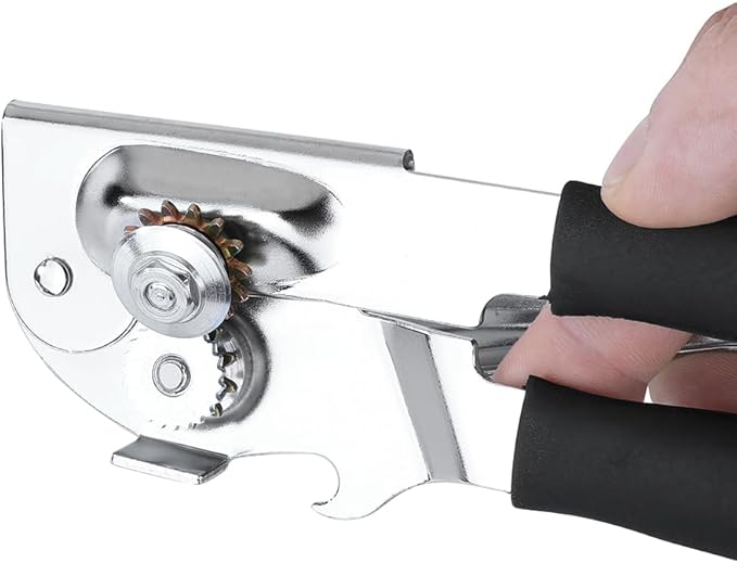 Manual Can Opener,Easy-Grip Hand Crank Can Opener for Seniors & Arthritis - Ergonomic Manual Opener, Heavy Duty for Large Cans, Safe & Comfortable Use at Home or Restaurant
