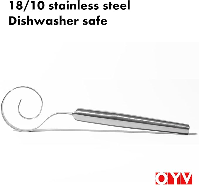 OYV 12-Inch Seamless Dough Whisk, 18/10 Stainless Steel Bread Whisk, Danish Whisk for Sourdough, Pizza, Cookies, Pancake & Waffle, Easy to Clean Sour Dough Tools