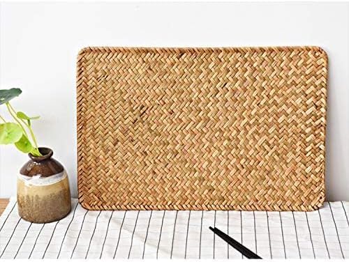12 Pack Rectangular Woven Placemats, Rattan Wicker Table Mats, 17" x 12", Natural Seagrass Place Mats for Dining Table