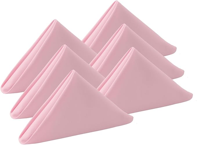 Blush Pink Cloth Napkins，Cotton Napkins Set of 6, Valentine Dinner Napkins，Table Decorations, Soft Comfortable and Reusable 18 x 18 Inch(Pink)