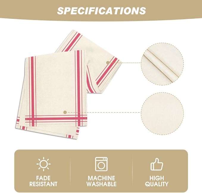 Artoid Mode Pink Simple French Stripe Table Runner, Seasonal Spring Summer Kitchen Dining Table Decoration for Home Party Decor 13x72 Inch