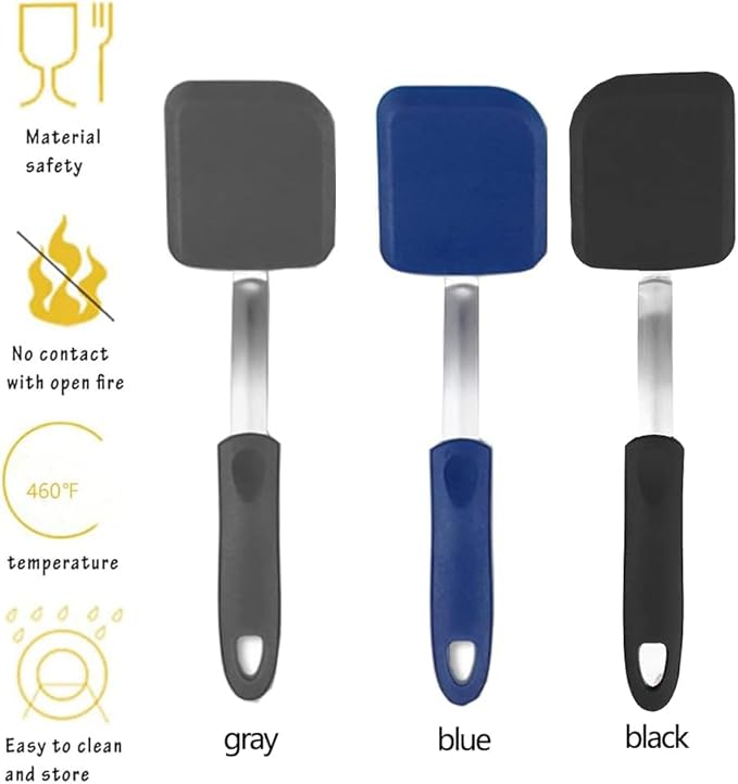 BSL® Silicone Cookie Spatula Turner Small Brownie Spatula Flexible Kitchen Small Silicone Spatulas for Nonstick Cookware Heat Resistant No Scratch Flipper Baking Utensils for Egg Pancake (3 Pack)