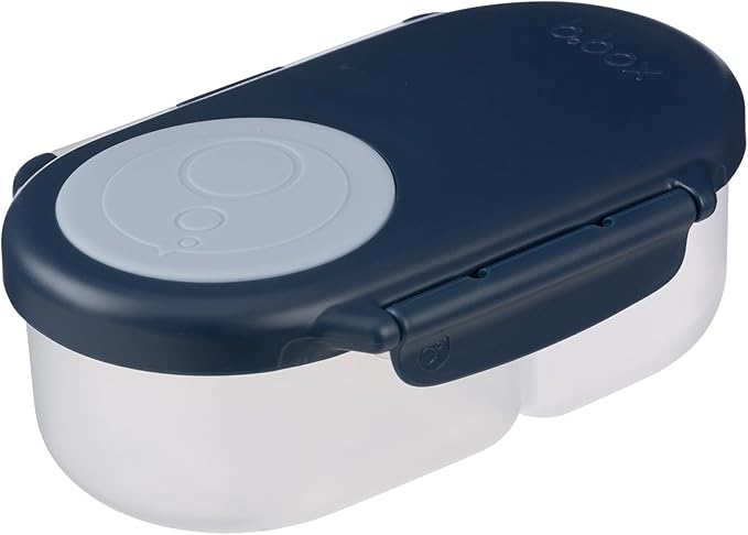 b.box Snack Box - Leakproof Mini Bento Box for Kids & Toddlers, 2 Compartment Snack Containers for Kids, Lunch Containers, Dishwasher Safe, BPA Free, PFAS Free, Ages 4m+, 1 3/4 Cup - Midnight