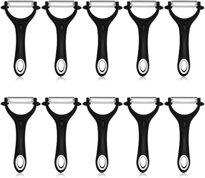 10 Pack Vegetable Potato Peeler for Kitchen,Ergonomic Soft-Touch Handle-Black (Black, 10 Pack)