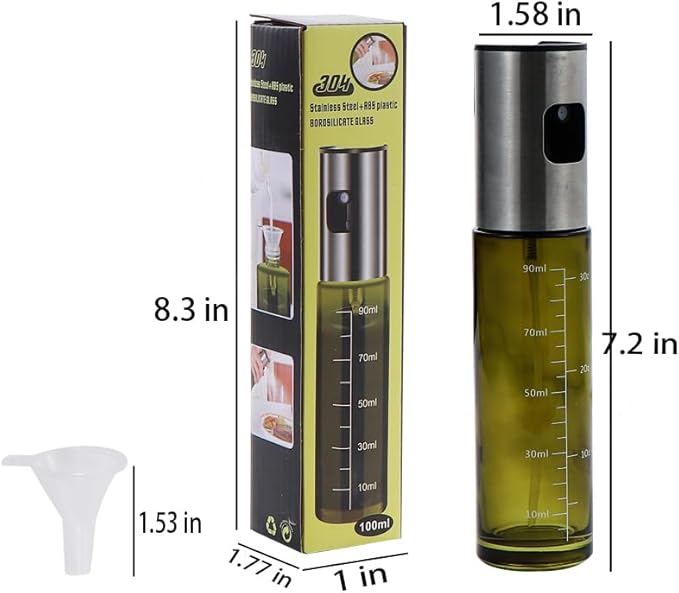 NIKKIER Oil Sprayer for Cooking,100ml Olive Oil Spritzer,Oil Sprayer for Air Fryer, Salad,BBQ,Roasting (Light Blockage)