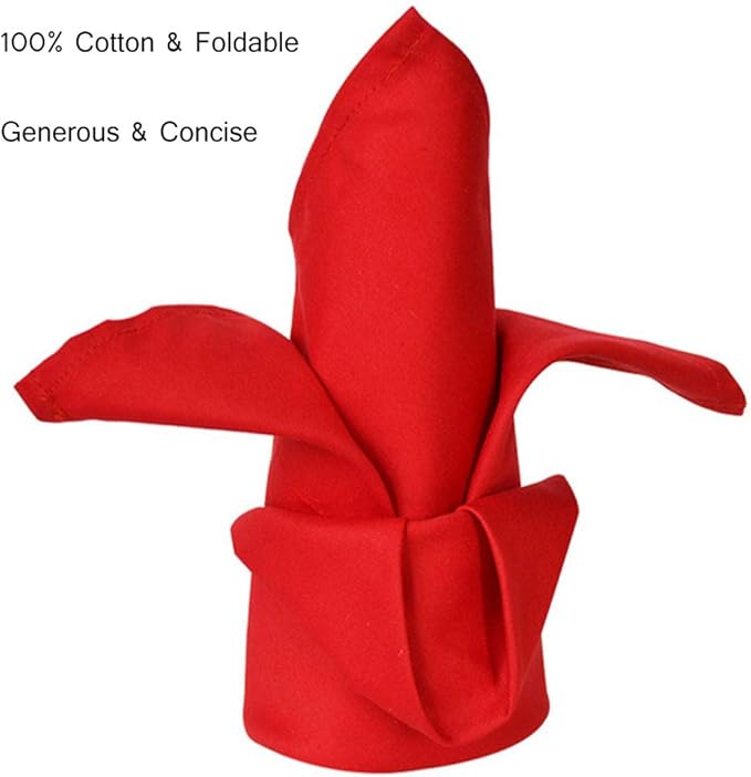 Cloth Napkins Set of 6, 100% Cotton Dinner Napkins for Everyday Use Reusable, Perfect as Christmas Thanksgiving Dining Kitchen Table Decoration (Red)