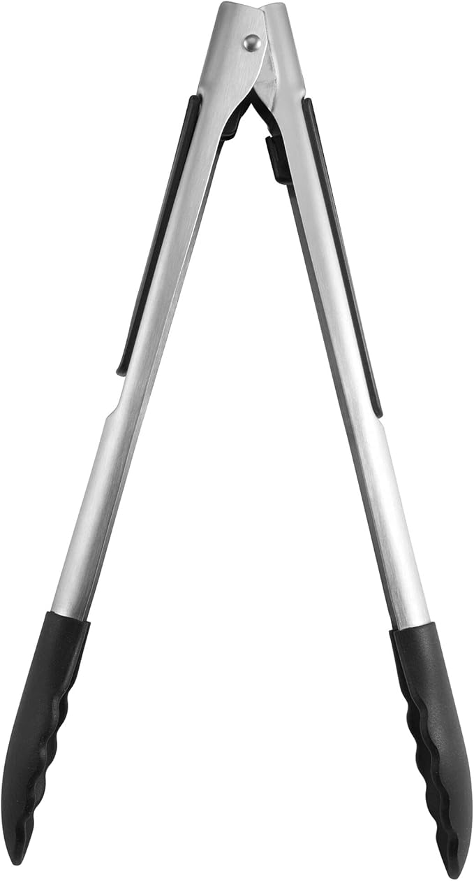 Farberware Pro 5282802 Silicone Head One Hand Lock Tong, 12-Inch, Black