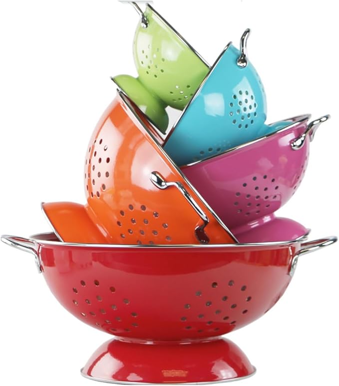 Calypso Basics by Reston Lloyd Powder Coated Enameled Colander, 5 Quart, Lemon