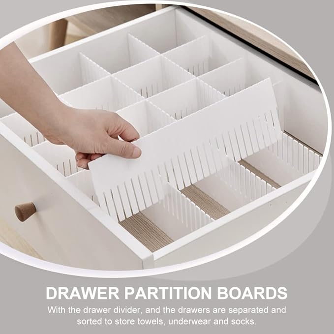 Cabilock 10pcs Multipurpose Drawer Divider Partition Boards for Organizing Socks Underwear and Accessories Home and Storage