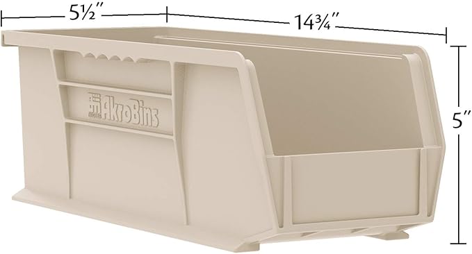 Akro-Mils 30234 AkroBins Plastic Storage Bins, Space-Saving Stackable Bins for Garage, Pantry, Craft Organization, 15" x 5" x 5", Yellow, 12-Pack