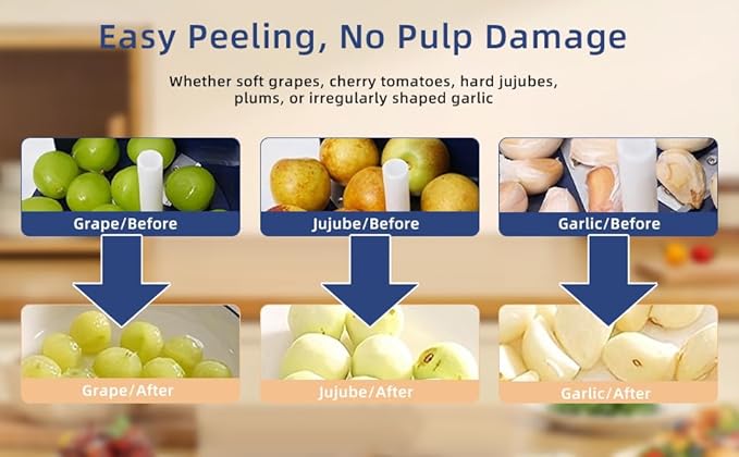 Electric Grape Peeler, Rechargeable Portable Smart Automatic Peeling Machine, Easy Peeling and Cleaning, for Garlic, Small Fruits, Vegetables Automatic Skin Remover Peeling Tool