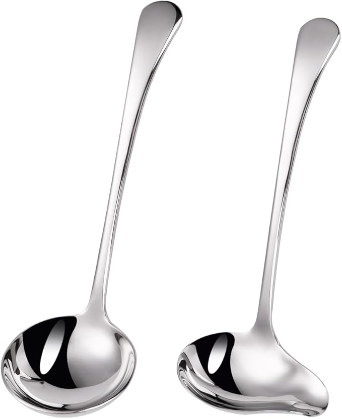 1-Piece Sauce Ladle and 1-Piece Gravy Ladle, 18/10 Stainless Steel, Dishwasher Safe(Silver)