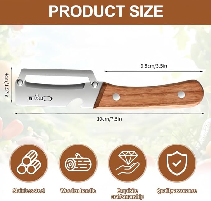 Multi-Functional Premium Vegetable Peeler,Suitable for Fruits,potatoes, Sugar Cane, Pumpkin,carrot peeler，stainless steel Wooden handle peeler Kitcheng tool With bottle opener (1Pcs)