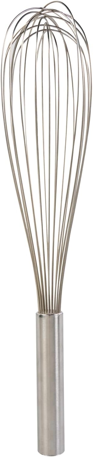 Restaurantware Met Lux 16 Inch x 3 Inch Baking Whisk, 1 With Ergonomic Handle Metal Whisk - Dishwasher-Safe, Corrosion-Resistant, Stainless Steel Whisk For Baking, For Whipping, Baking, Or Cooking