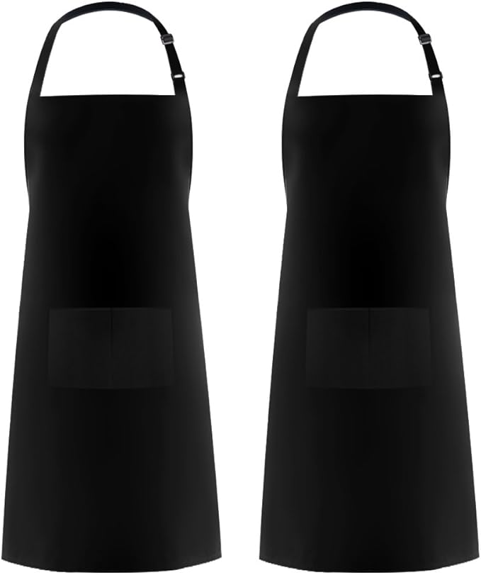 Syntus Apron for Men Women, Adjustable Cooking Kitchen Chef Aprons with 2 Pockets, Cotton/Polycotton/Polyester