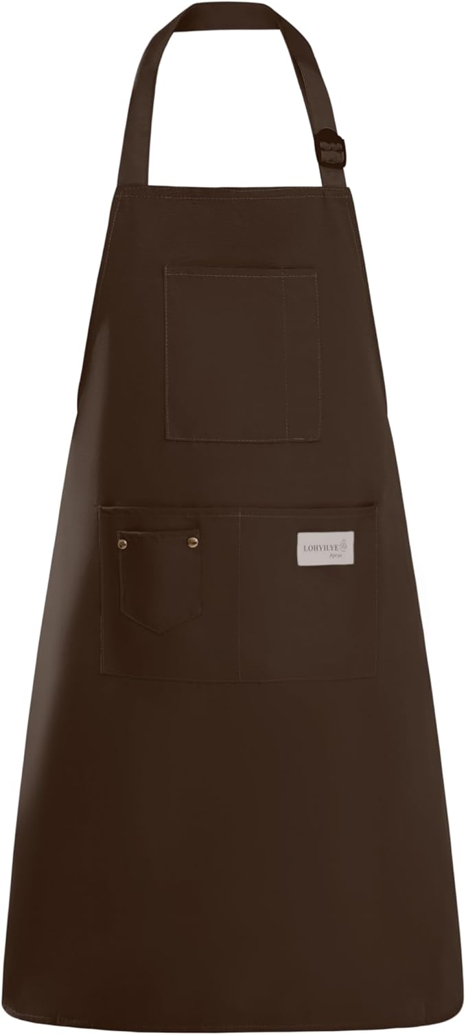 Kitchen Apron, Chef Aprons for Men Women with 5 Pockets Pen Holder, Adjustable Bib BBQ Work Apron for Cooking Baking