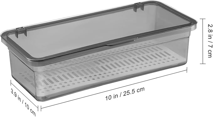 Cabilock Utensil Tray with Lid and Drain Rack, Dust-Proof Chopsticks Storage Boxes, Tableware Organizer Kitchen Cutlery Container Holder for Drawer, Table, Countertops, Cabinets