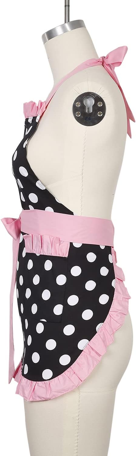 RosieLily Retro Aprons for Women with Pockets Vintage Apron Kitchen Apron for Cooking Baking Cute