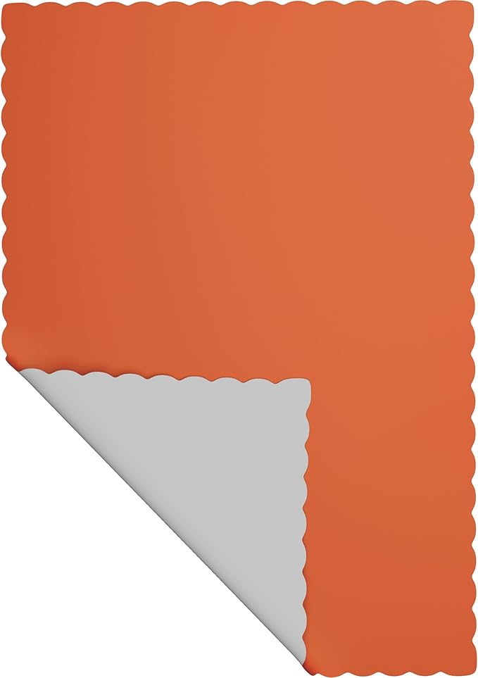 Paper Placemats - Disposable - Scalloped Edge (100, Orange)