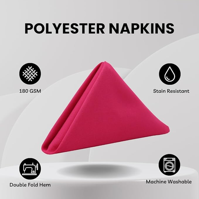 Your Chair Covers Cloth Polyester Napkins, 20 x 20 Inch, Washable Dinner Fabric Linen Napkins with Hemmed Edges for Restaurant, Wedding and Holiday Pack of 10 (Fuchsia)