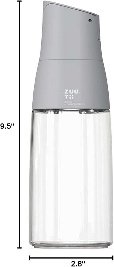 Zuutii Olive Oil Dispenser Bottle - Drip Free Spout for Kitchen, Glass, Cooking Oil & Vinegar, Light Gray