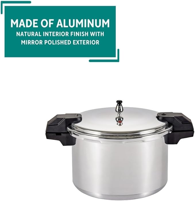 Mirro 7114000228 92116 Polished Aluminum 5 / 10 / 15-PSI Pressure Cooker / Canner Cookware, 16-Quart, Silver