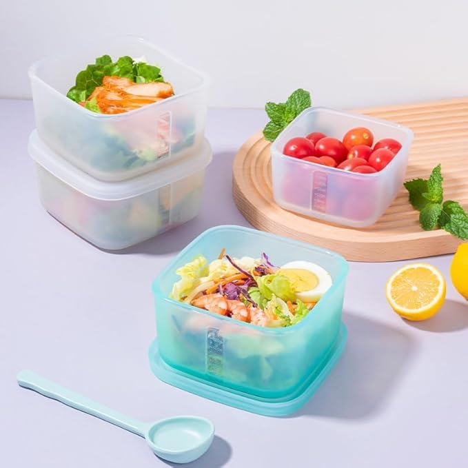 OTB Set of 2 Reusable Silicone Containers Clear, Nesting Leak-free Silicone Food Storage Boxes, BPA Free, Airtight, Dishwasher and Freezer Safe