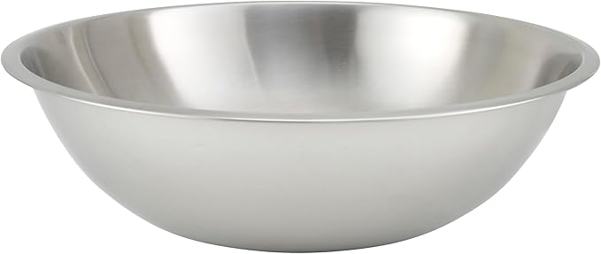 Winco 20 Quart Heavy-Duty Stainless Steel Mixing Bowl, Shallow