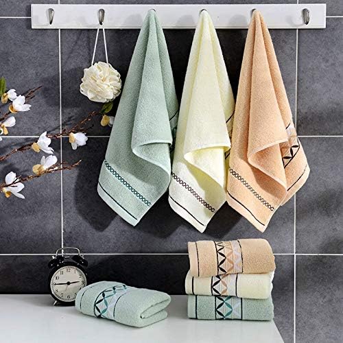 4 Pack Cotton Hand Towels,100% Cotton Face Towels, with Print Super Soft and Highly Absorbent for Bathroom (14 x 30 Inch)(Maoj-4P)