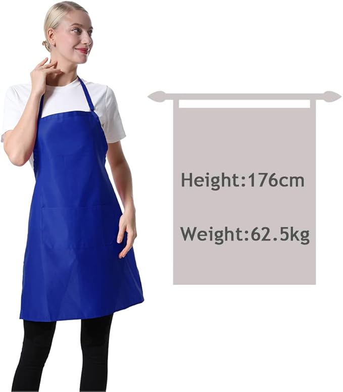 Total 15 PCS Dark Blue Bib Aprons Bulk for Women Men with 2 Front Pockets(Dark Blue-15pcs)