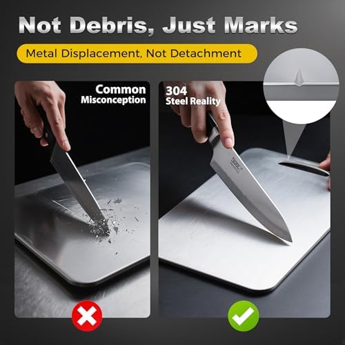URMONA 3 PCS 304 Stainless Steel Cutting Board For Kitchen, Non-Staining&Odor-Free, Burr-Free Edges, Dishwasher Safe, Non Toxic Cutting Board（XL+2XL+3XL）