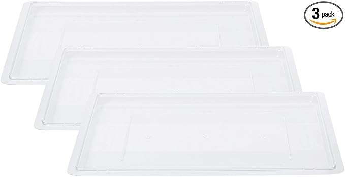 Rubbermaid Commercial Products Food Storage Box Lid for 8.5, 12.5, 16.5, and 21.5 Gallon Sizes, Clear (FG330200CLR) (Pack of 3)