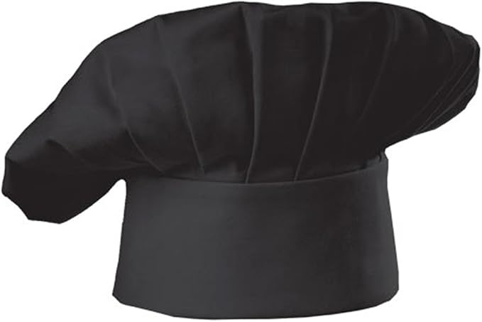 Hyzrz Chef Apron and Hat Set, Adjustable Adult Kitchen Apron With Butcher Hat, Baker Costume Apron with Pocket for Men and Women Father's Gift (Black)