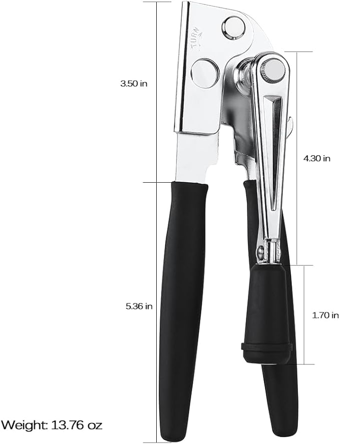Manual Can Opener,Easy-Grip Hand Crank Can Opener for Seniors & Arthritis - Ergonomic Manual Opener, Heavy Duty for Large Cans, Safe & Comfortable Use at Home or Restaurant