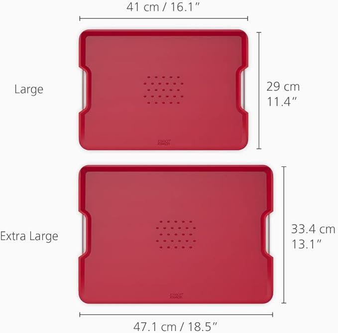 Joseph Joseph Cut&Carve Plus Multi-Function Cutting Board, X-Large, Red (Pack of 2)