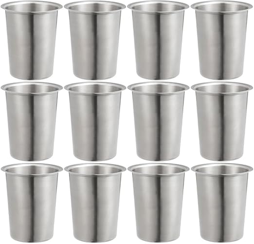OCS Parts Pro Series Set of 12 Stainless Steel Utensil Organizer Cups | 5 Inch Cups for Flatware, Kitchen Utensils, Silverware, Straws, Pens and Pencils