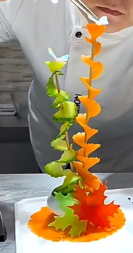Decorative Spiral Floral Vegetable Peeler, Stainless Steel Kitchen Tool for Carrots and Cucumbers, Fruits and Vegetables, Green, Shacutery Board Kitchen Essential