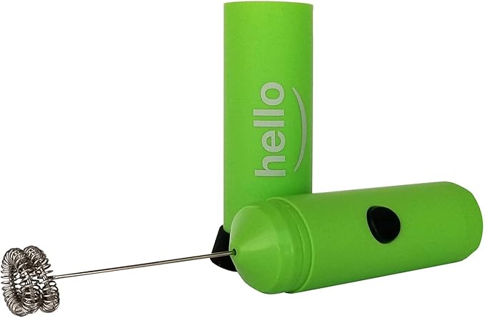 MATCHA DNA HELLO Milk Frother - Double Whisk Head, Handheld Battery Operated Electric Foam Maker For Bulletproof Coffee, Lattes, Cappuccino, Hot Chocolate, Sleek Drink Mixer With Stand (GREEN)