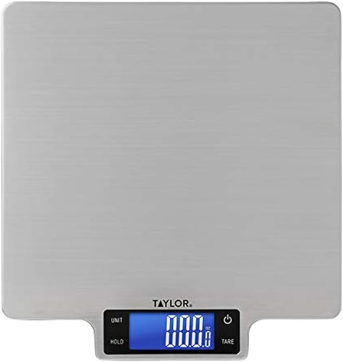 Taylor 22lb Ultra-Precise Digital Stainless Steel Household Kitchen Scale, One, Silver