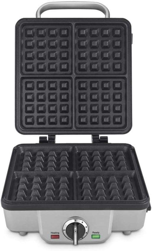 Cuisinart Belgian Waffle Maker with Pancake Plates, Nonstick Plates, 6 Browning Levels, Ready Indicator Lights, Temperature Control, Deep Waffle Pockets, WAF-300NAS, Brushed Stainless