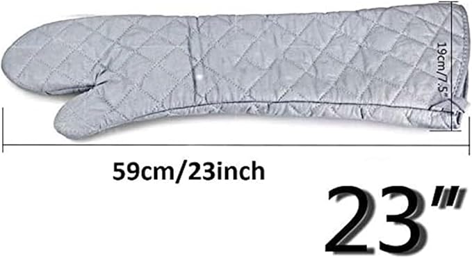 Linwnil Extra Long 23 Inch Heat Resistant Oven Gloves New Cotton Oven Mitts Kitchen Gloves High Temperature Cooking Tool BBQ Gloves (23-Inch)